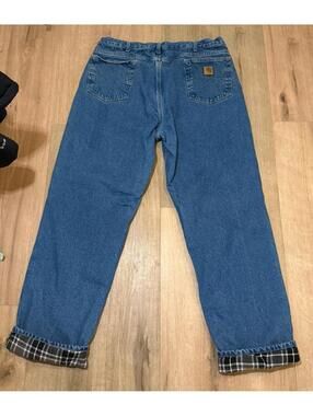 Carhartt Jeans Mens Size 38x34 Blue Relaxed Fit Flannel Lined Denim Workwear